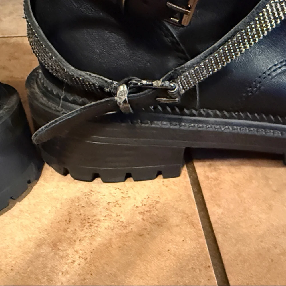 Steve Madden Black Studded Combat Boots - Picture 4 of 5